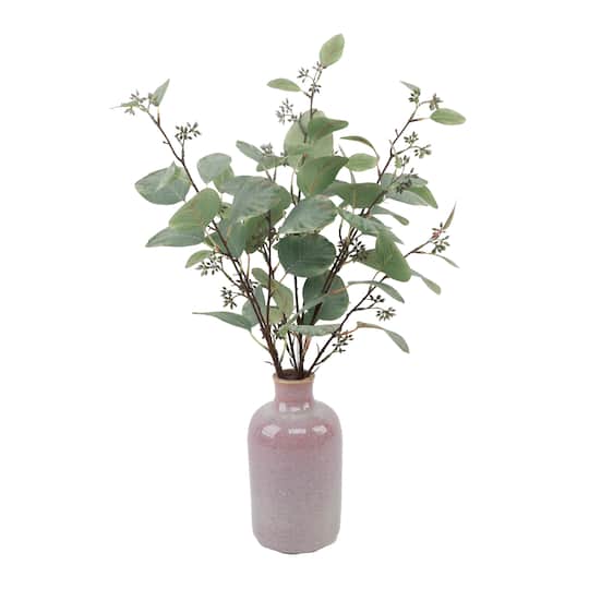 Flora Bunda® 26.5" Green Eucalyptus in Mauve Ceramic Vase | Michaels®